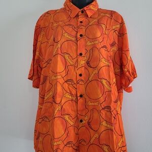 Orange Casual Button Down Shirt